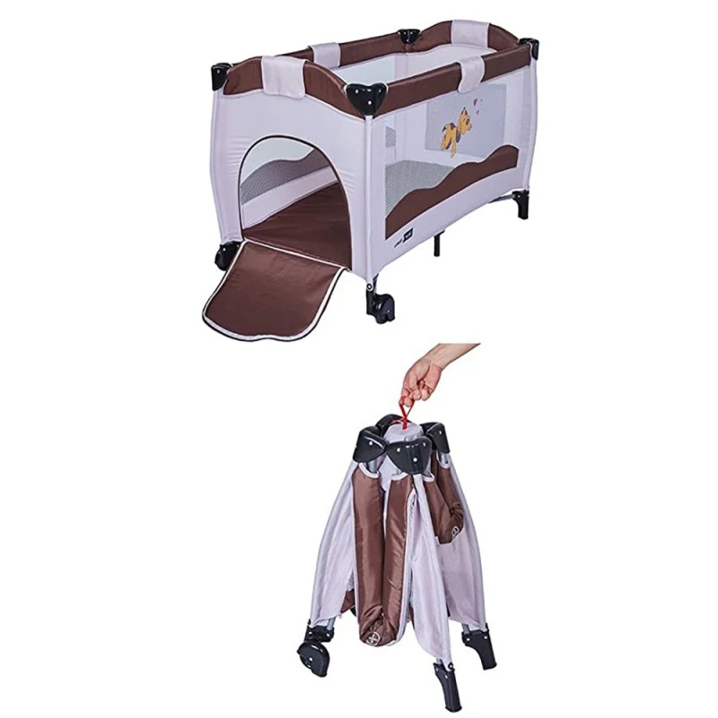 Кошара за спане и игра Star Ibaby AC002 196579310, Размер: 124 x 65 x 83 cm, Бял/Кафяв